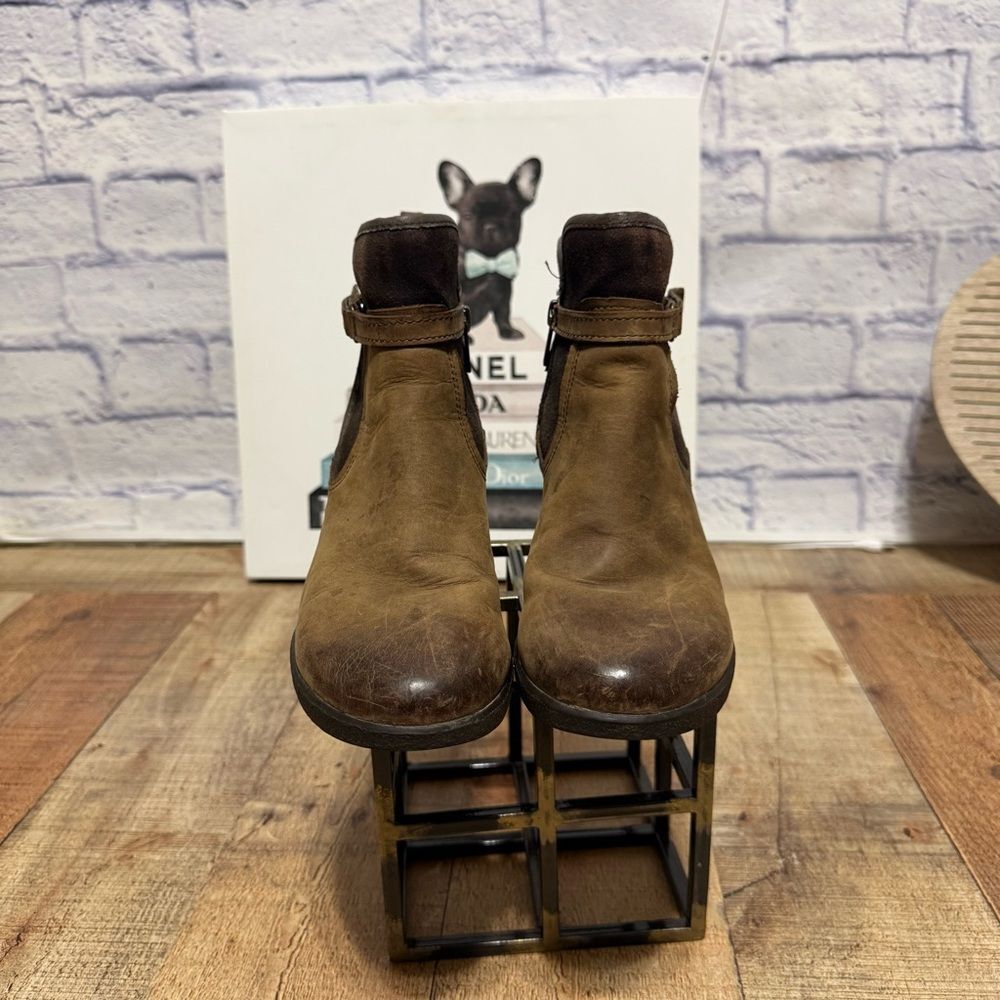 Ugg Australia Womens Emalie Brown Leather Ankle Bootie Wedge Boots Shoes size 8 - Picture 5 of 14
